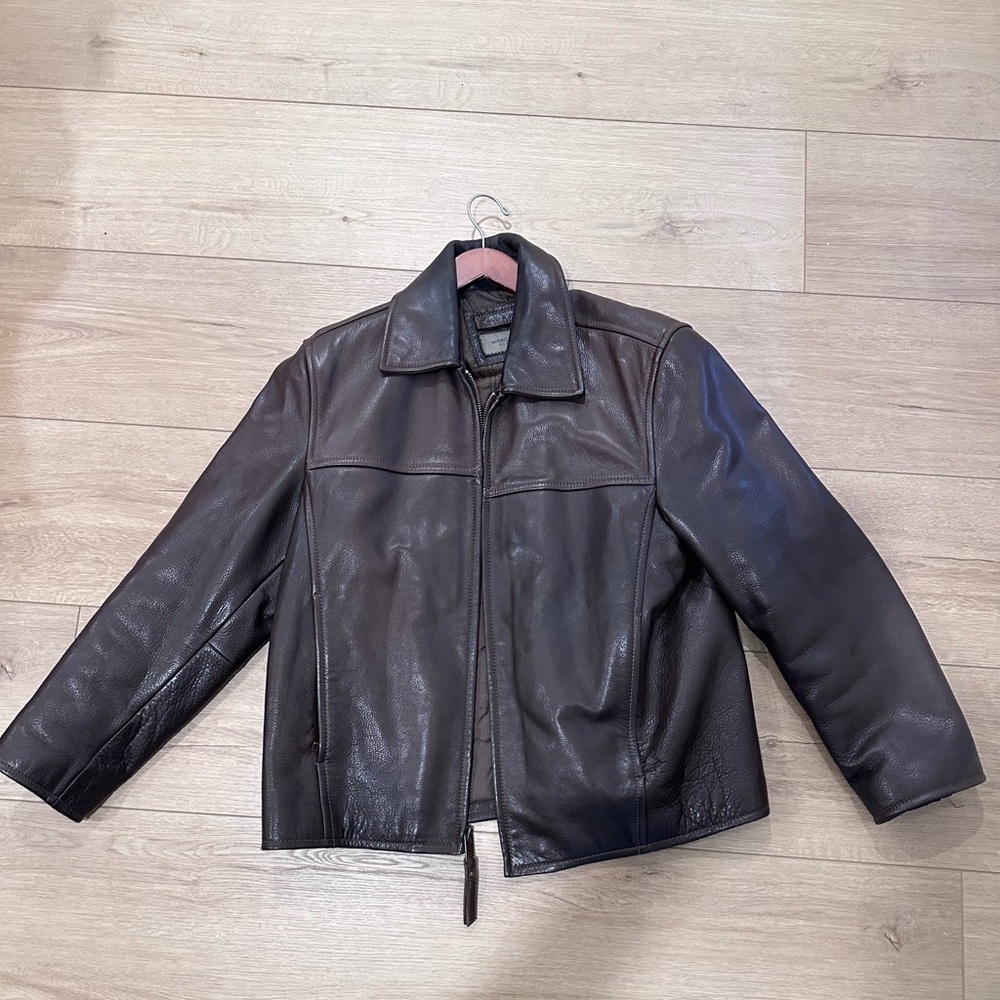 Andrew Marc Dark Brown Leather Jacket